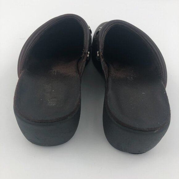 MINNETONKA Brown Leather Clogs with Leather Braid and Silver Trim 7M - Picture 4 of 9